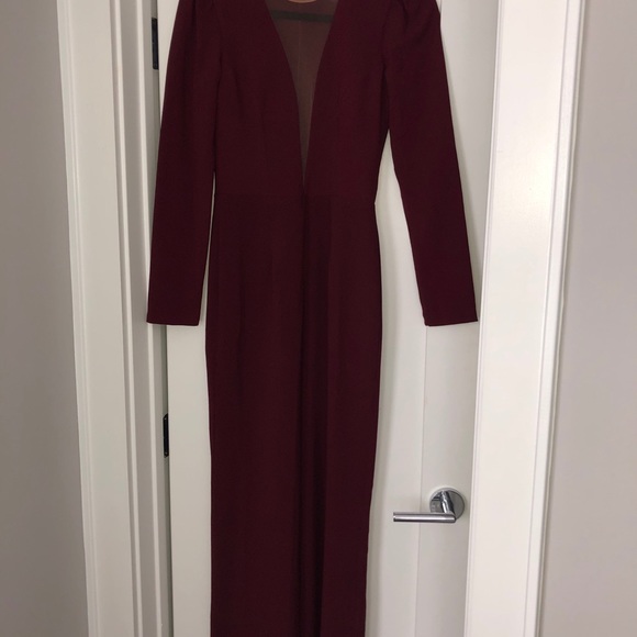 Dress the population wine low cut jumpsuit - Picture 5 of 5